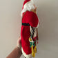Vintage 1990s Christmas Corner Collection Santa Claus Ornament with Velvet Toy Jacket – 12" Hanging Holiday Decoration