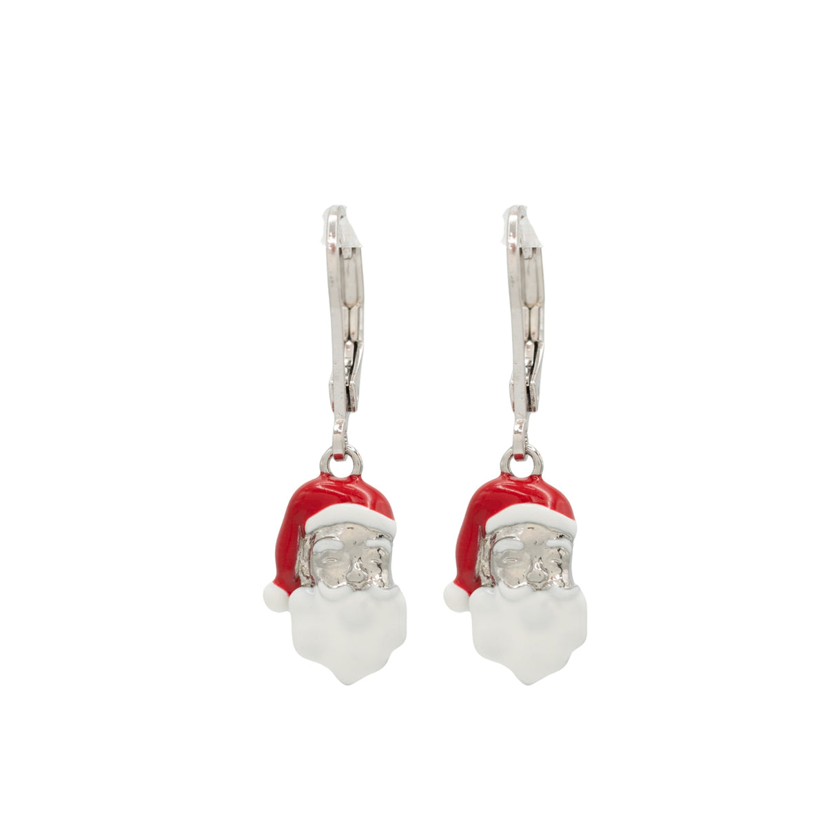 Silver Santa Claus Dangle Earrings Hypoallergenic Christmas