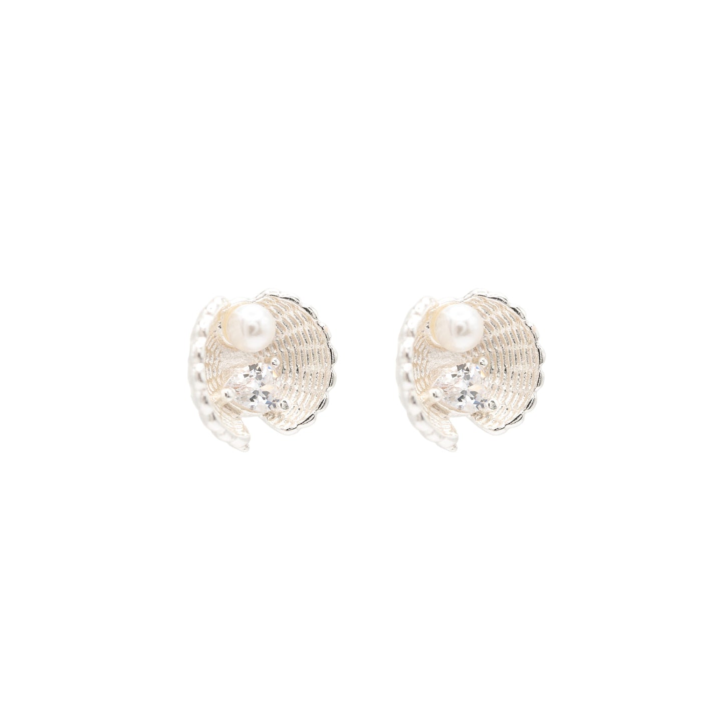 14k Gold or Sterling Silver Clam Shell Post Stud Earring Hypoallergenic
