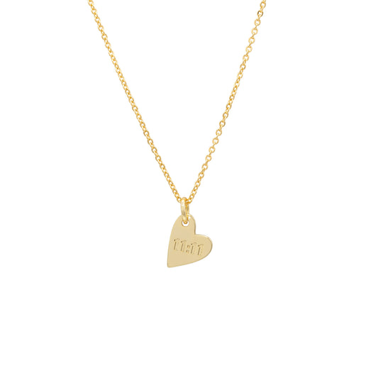 11:11 Angel Number Heart Necklace 14k Gold or Sterling Gift