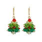 Beaded Christmas Tree Dangle Earrings Hypoallergenic Gold