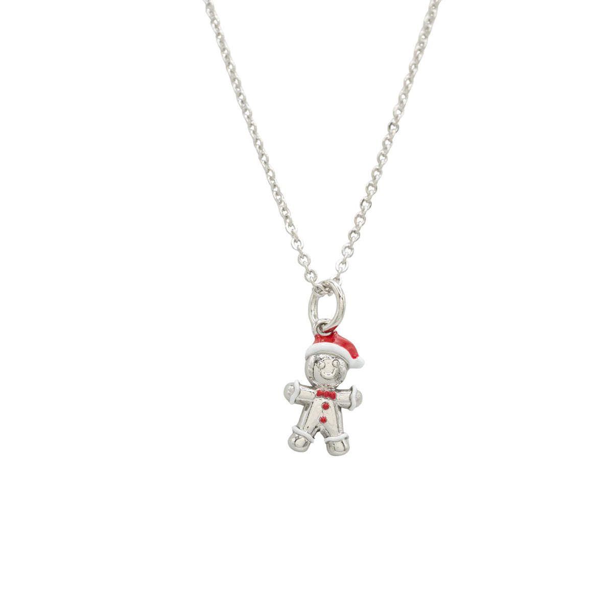 Santa Gingerbread Charm Necklace Hypoallergenic Gold Silver
