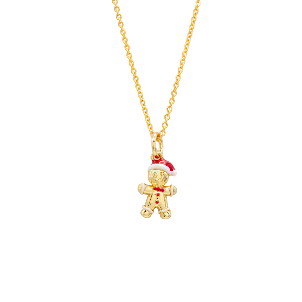 Santa Gingerbread Charm Necklace Hypoallergenic Gold Silver