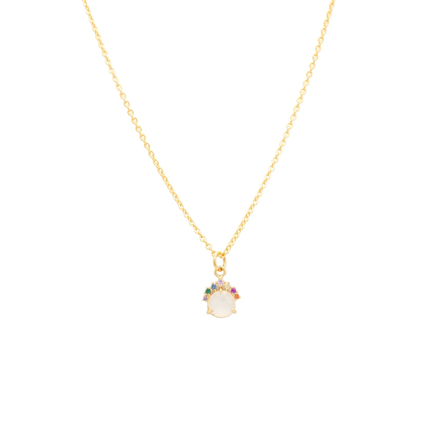 14k Gold Hypoallergenic Gemstone Necklace Rainbow