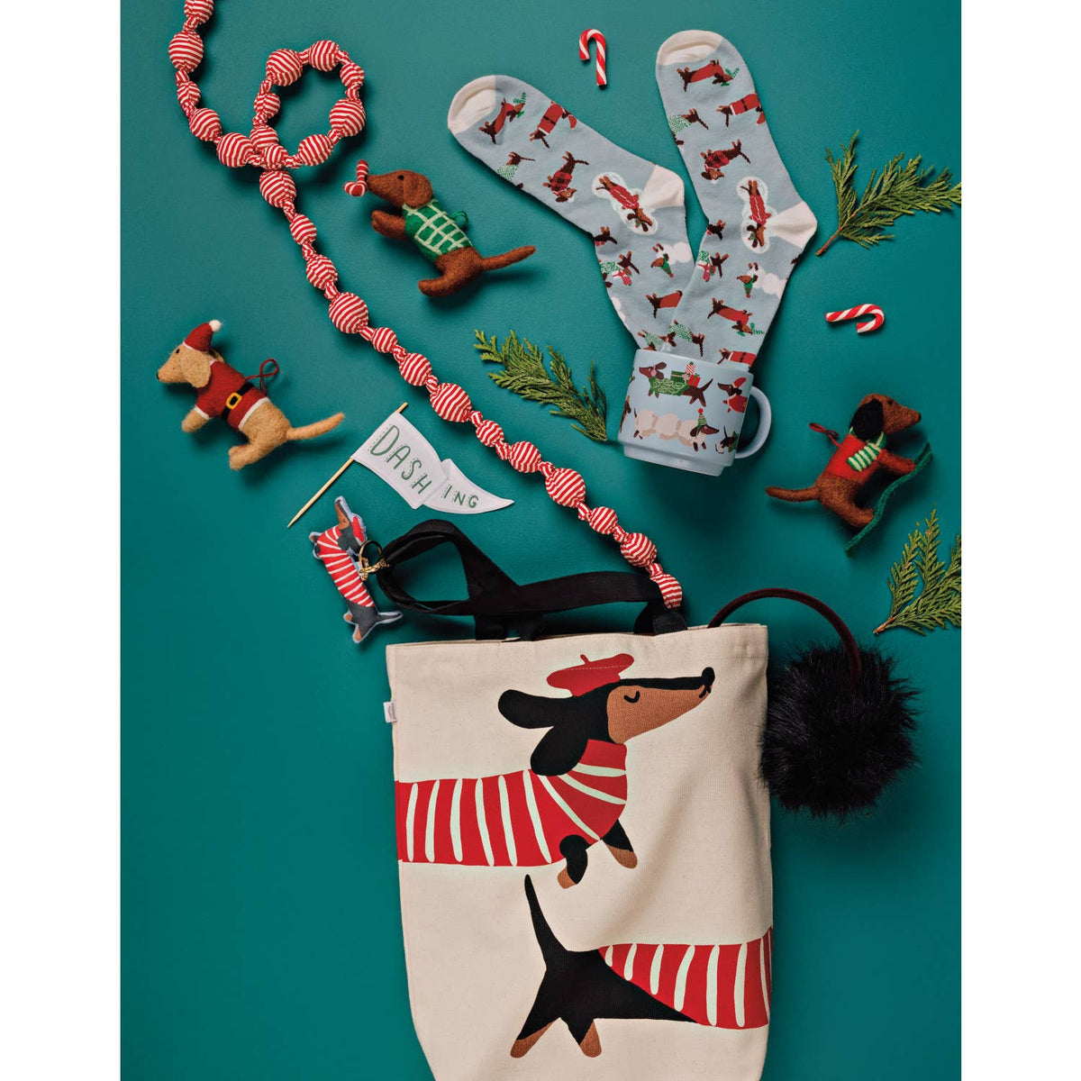 Dachshund Dog Tote Bag – Dashing Dachshunds Cotton Shopper