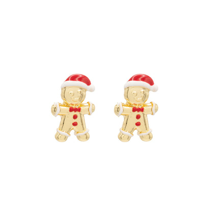 Santa Gingerbread Man Stud Earring Hypoallergenic Sterling