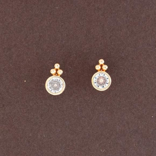 Gold Trinity Pave Gemstone Stud Post Earring Faith Religion