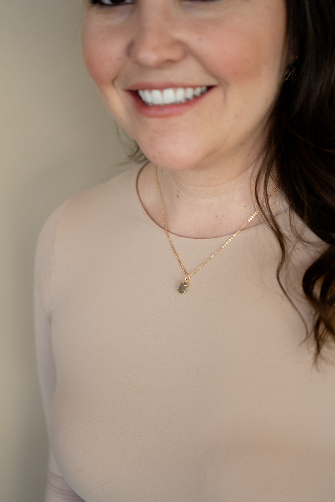 Agate Gemstone Necklace Semi-Precious Dainty Geometric