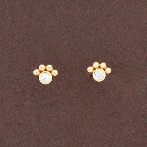 Paw Print Cubic Zirconia Gemstone Post Stud Earring Pet