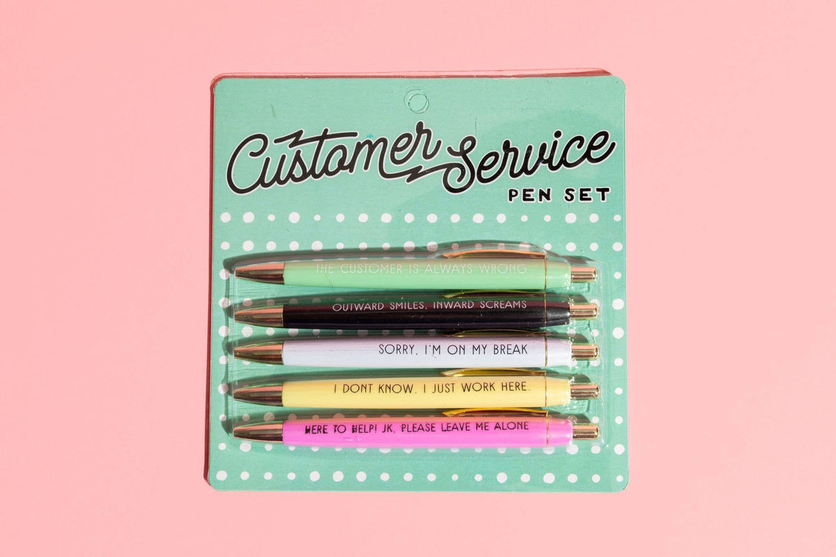 Funny Customer Service Pen Set – 5 Sarcastic Novelty Pens