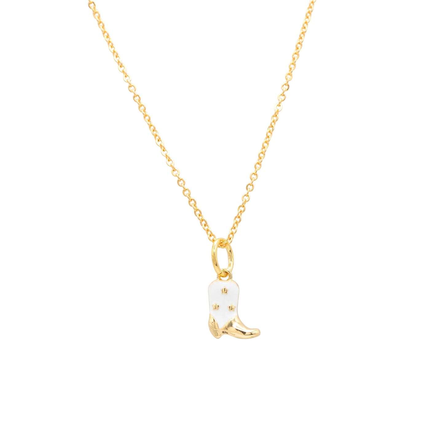 14k Gold Cowboy Boot Western Charm Necklace Hypoallergenic