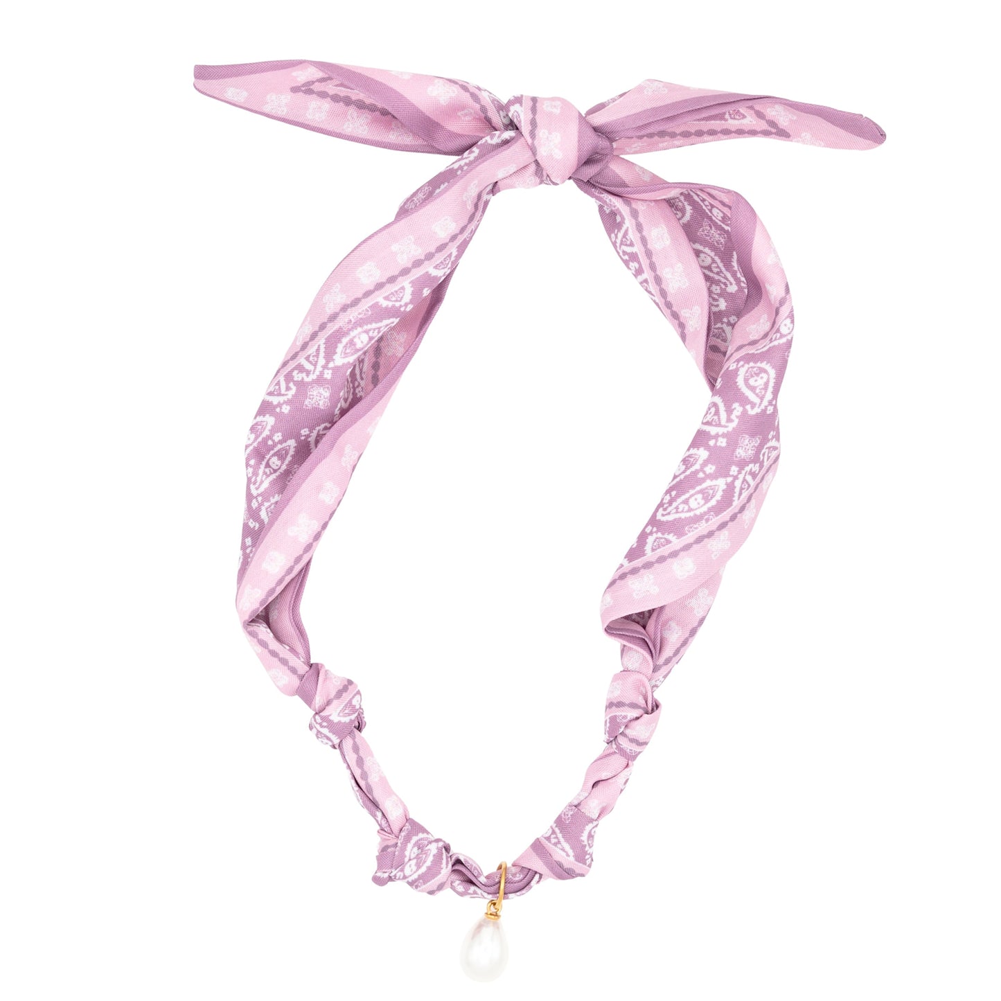 Silk Bandana with Pearl Charm Necklace Western Floral