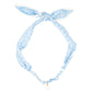 Blue Silk Bandana with Pearl Charm Necklace Western Floral