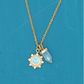 14k Gold Opal & Quartz Dagger Charm Necklace Hypoallergenic