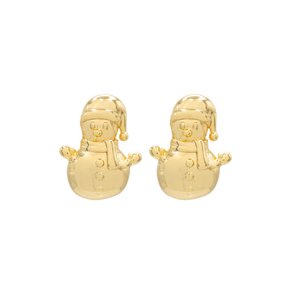 Snowman Stud Earring Hypoallergenic Sterling Silver Gold