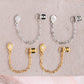 Medallion Cubic Zirconia Drop Chain Post Stud Earring Wrap
