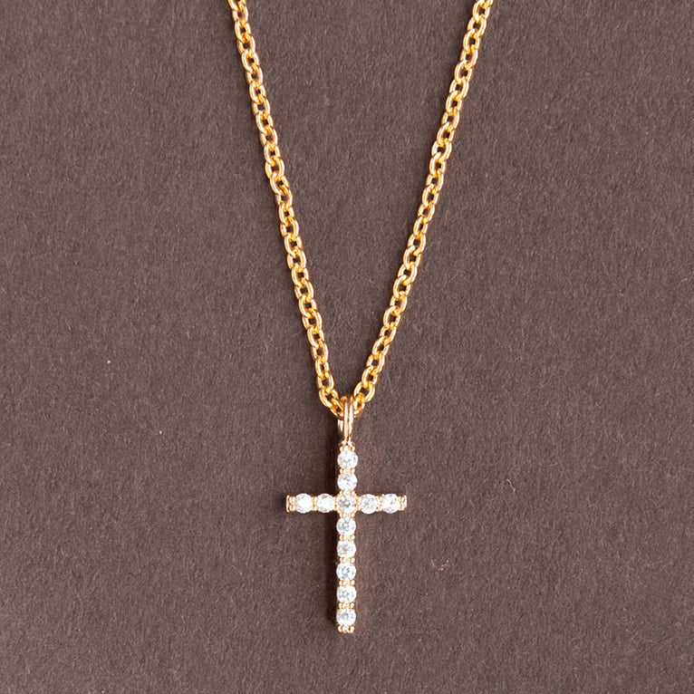 Cross Cubic Zirconia Charm Necklace Religion Spiritual
