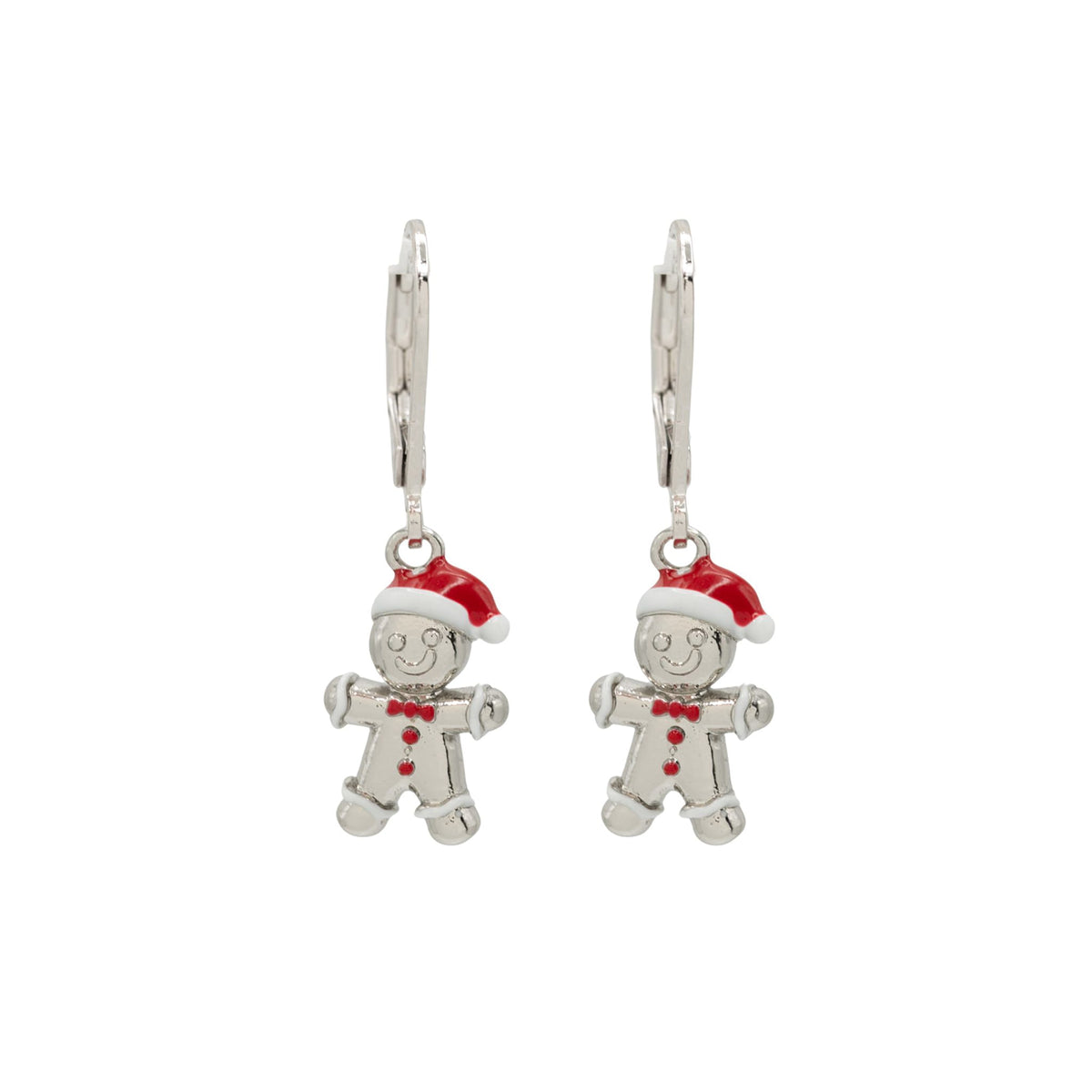 Santa Gingerbread Man Dangle Earrings Hypoallergenic