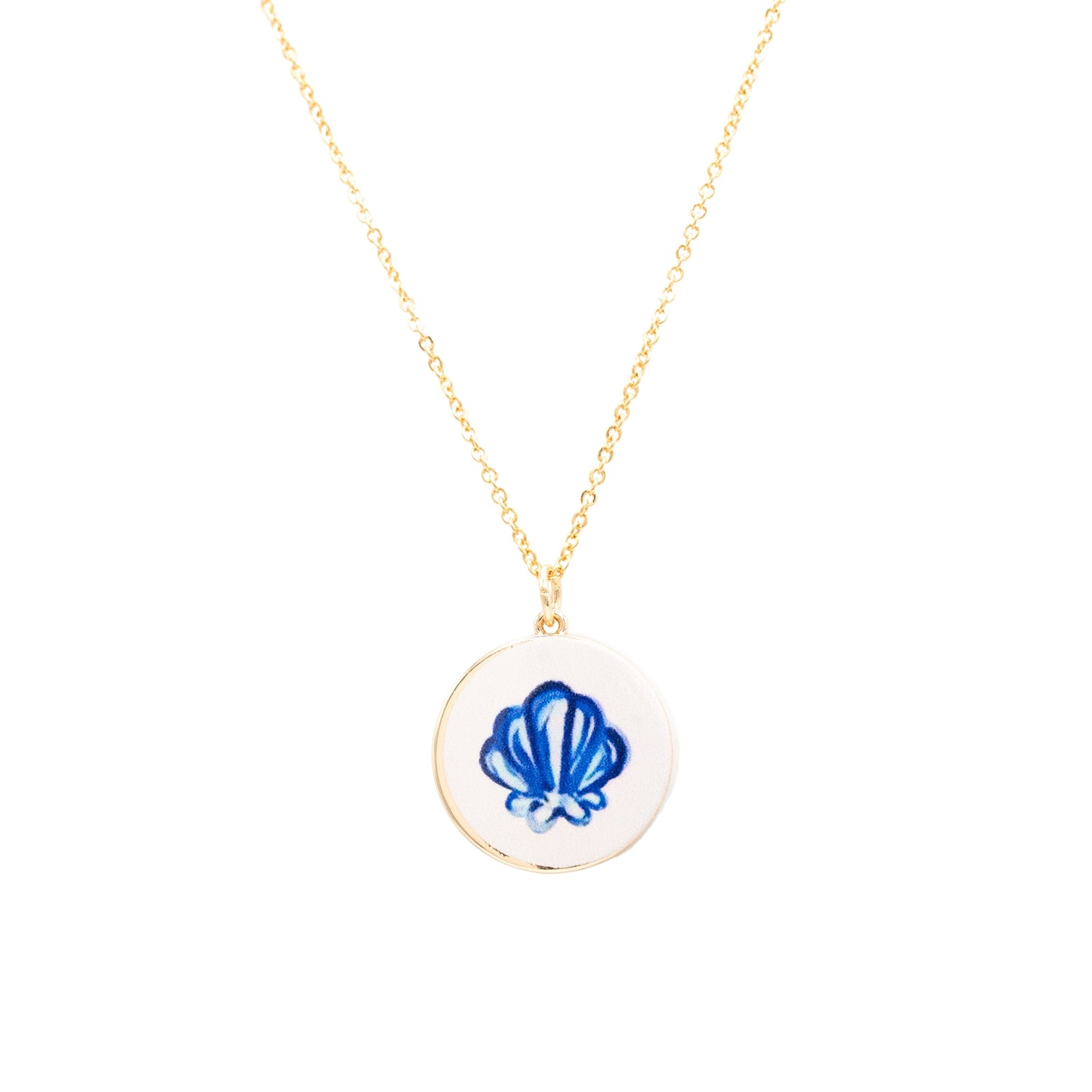 Enamel Clam Shell Charm 14k Gold Necklace Hypoallergenic