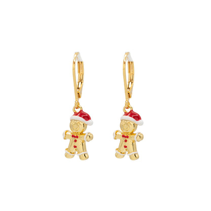 Santa Gingerbread Man Dangle Earrings Hypoallergenic