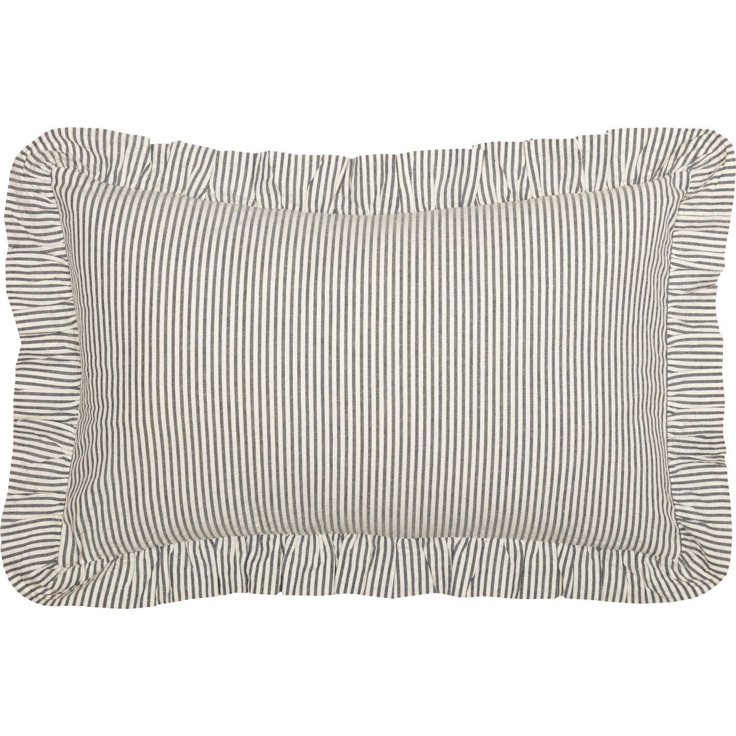 Farmhouse Ticking Stripe Pillow 14x22– Blue Seersucker