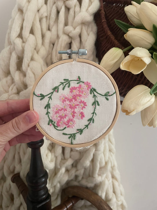 Wall Hanging Vintage Handkerchief Inside Wood Embroidery Hoop