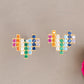 Rainbow Cubic Zirconia Quilted Heart Post Stud Earring