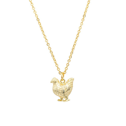 Chicken Charm Necklace 14k Gold or Sterling Silver Hypoallergenic Gift Farm