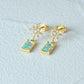 Aquamarine Star Dangle Post Earring Gemstone Gift CZ Stud