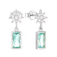 Aquamarine Star Dangle Post Earring Gemstone Gift CZ Stud