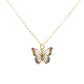 Butterfly Insect Rainbow CZ Enamel Charm Necklace