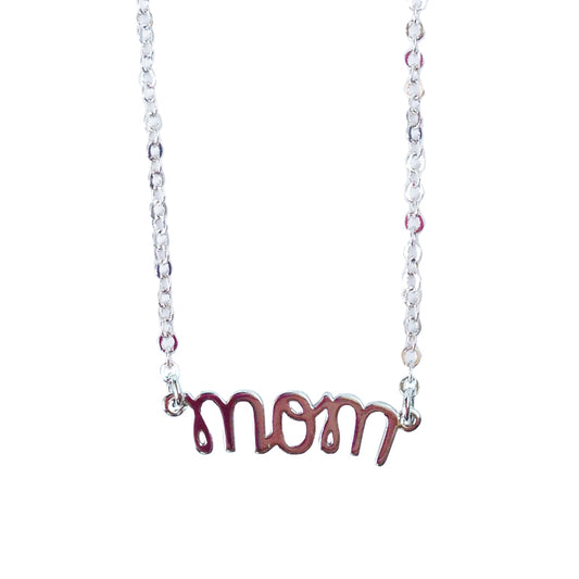 Mom Script Charm Necklace