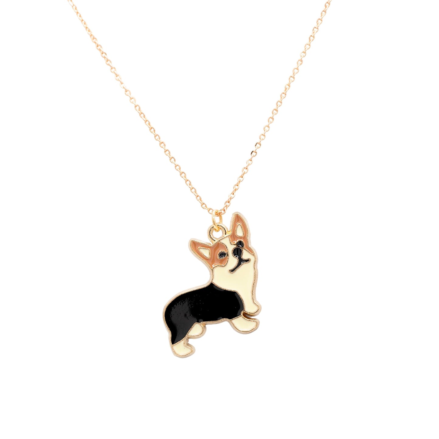 Corgi Dog Enamel Animal Charm Necklace Children's Pet