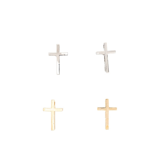 14k Gold or Sterling Silver Cross Post Stud Earring