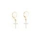 Cross Cubic Zirconia Leverback Earring Dangle Religion