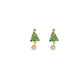 Gemstone Christmas Tree Dangle Earrings – 14K Gold Over Sterling Silver, CZ Studs