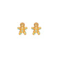 Gingerbread man-shaped earrings with rhinestones on a white background