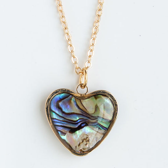 Mother of Pearl Heart Pendant Charm Necklace Genuine Stone