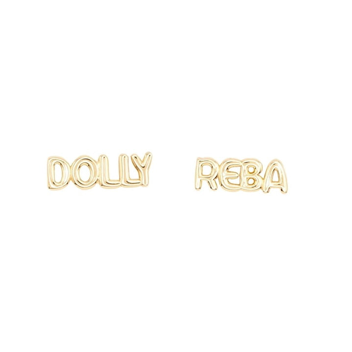 Dolly and Reba Script Post Stud Earrings