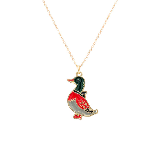 Duck Mallard Enamel Charm Necklace Children's Jewelry