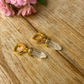 Quartz Pointed Dagger Gemstone Huggie Hoop 14k Gold Earring