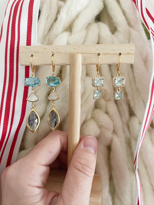 One of a Kind LIMITED 14k Gold or Sterling Silver Double & Triple Gemstone Earrings