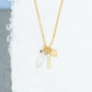 14k Gold Quartz Dagger, CZ Bar Charm, Heart Charm Necklace