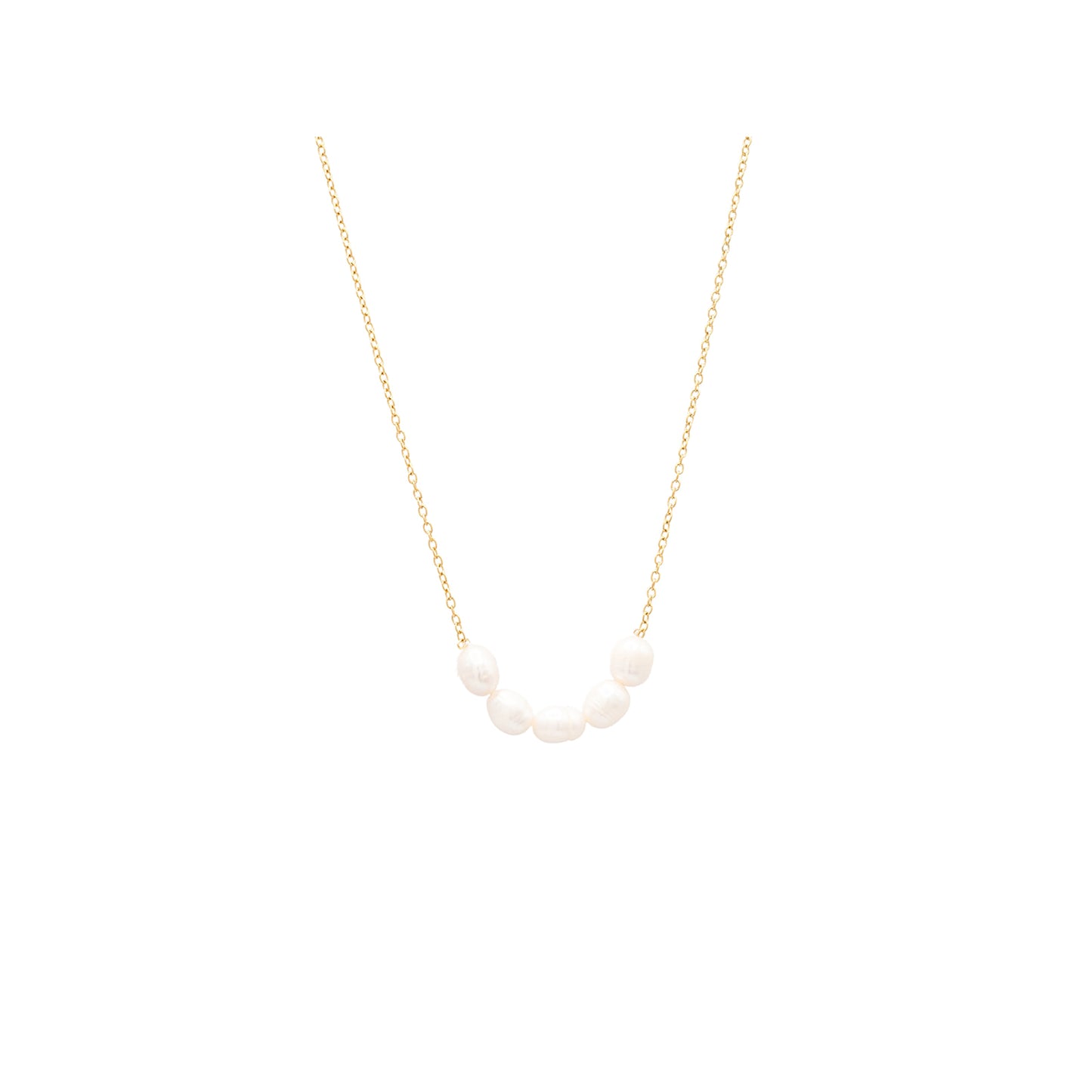 Freshwater Pearl Strand Simple Dainty Gold Necklace