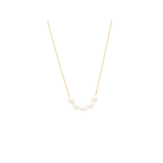 Freshwater Pearl Strand Simple Dainty Gold Necklace