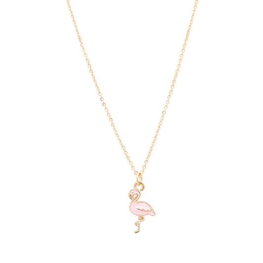 Flamingo Enamel Charm Necklace Children's Jewelry Gift