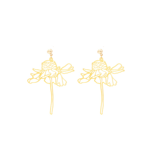 Flower Large Dangle Ball Post Earring Nature Bloom Flowers