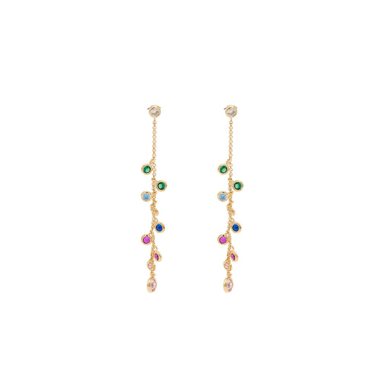 Gemstone Multi Color Dangle Post Stud Earring