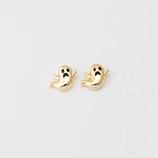 Ghost Stud Earrings – Sterling Silver or 14K Gold Over Sterling Silver