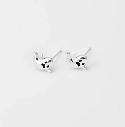 Ghost Stud Earrings – Sterling Silver or 14K Gold Over Sterling Silver